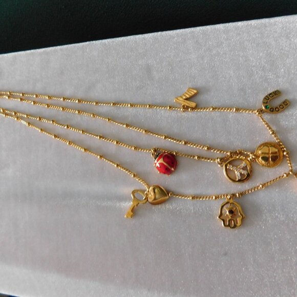 Ladies - "7 Symbols" Gold Plated Necklace - Picture 3 of 4